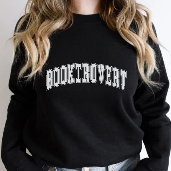 Booktrovert Pink Long Sleeve Crewneck Unisex Sweatshirt - Picture 3 of 5